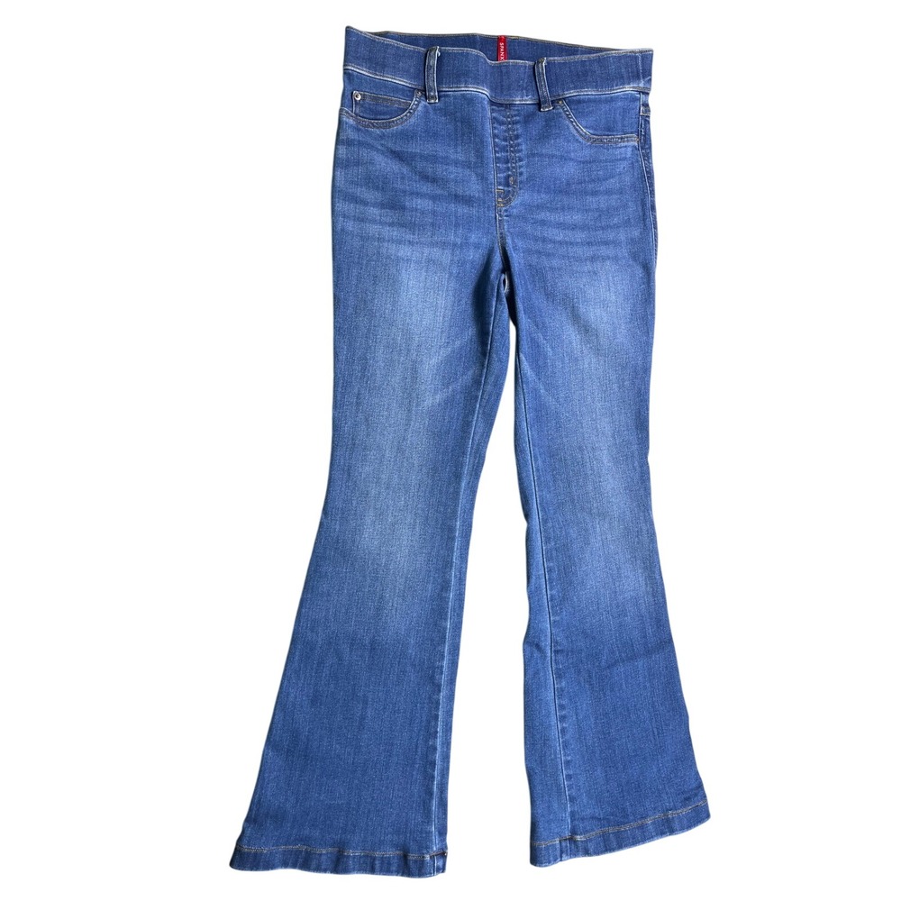 SPANX Flare Jeans Medium‎ Pull On High Rise Shaping Denim Blue M
